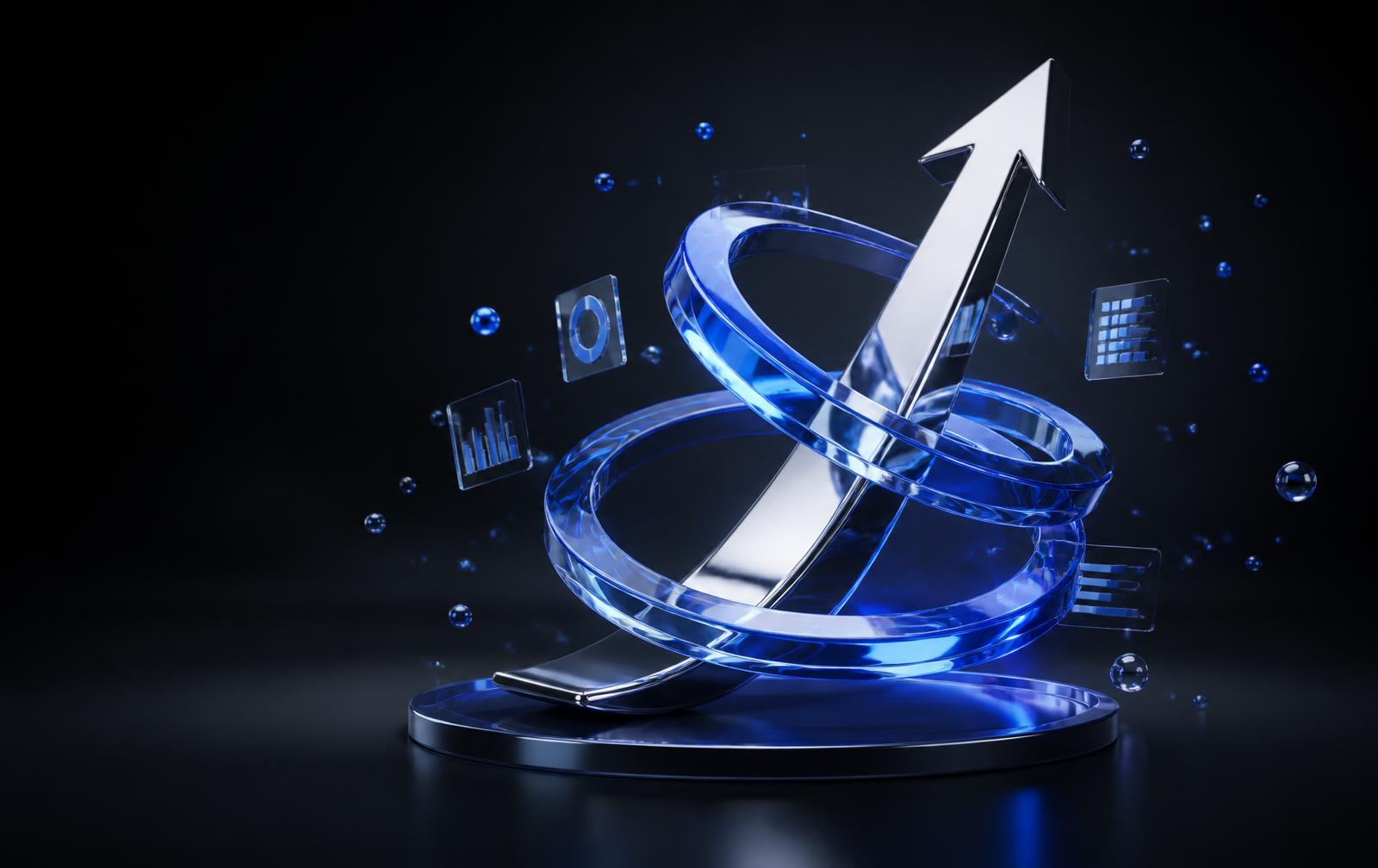 Abstract 3D visualization of accelerating business growth